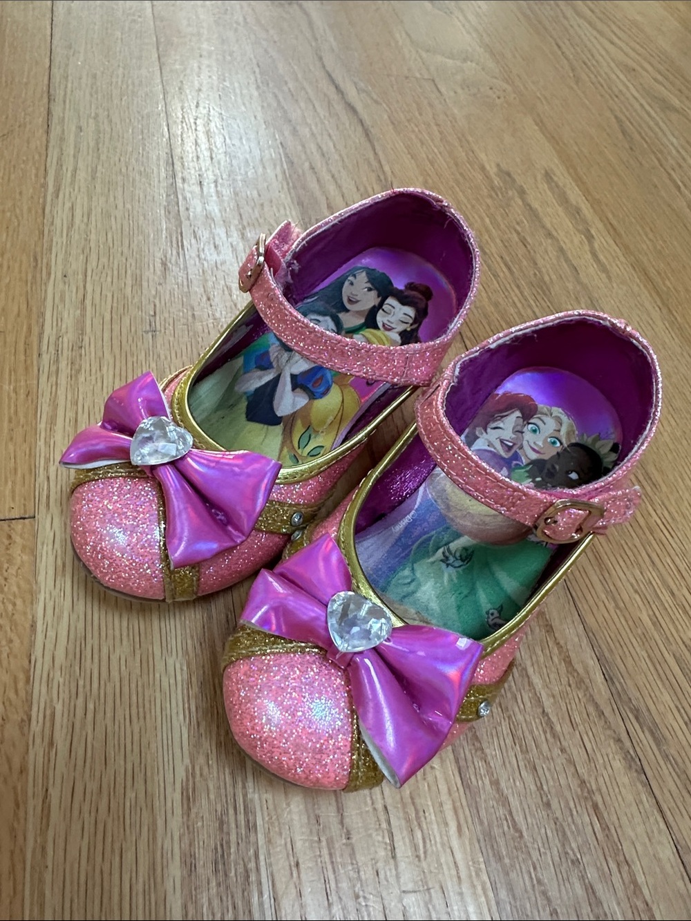 Pink Glitter Princess Bow Mary Jane Shoes sz 9 toddler